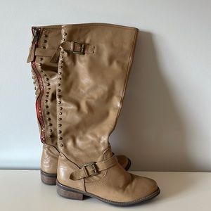 Bella Marie Stud Buckle Long Boots (taupe)